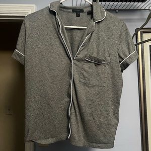 J. Crew Gray Pajama Top with White Trim